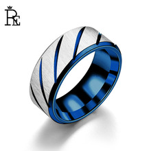 Античные кольца 8 мм для мужчин и женщин, золотое, черное, синее, модное кольцо из нержавеющей стали, размер США 6-13 J15 2024 - купить недорого