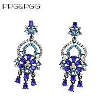 PPG&PGG Women Layered Crystal Statement Earrings Handmade Charm Dangle Earrings Wholesale Gifts Vintage Jewelry For Women 2024 - buy cheap