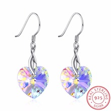 LEKANI Crystal from Swarovski Women Earrings Amethyst Heart Drop Earring Fine Jewelry 925 Sliver Dangle Earring Brincos 2024 - buy cheap