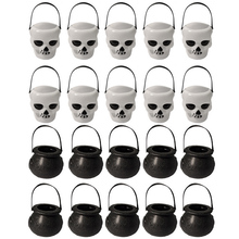 Behogar 10pcs Mini Plastic Halloween Skull Witch Candy Holder Kettles Pot Bucket Cauldron Toys for Party Favors Props Decor 2024 - buy cheap