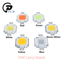 Lâmpada de led de alta potência integrada, lâmpada smd para holofote de luz branca/branca quente/vermelha/verde/azul/amarela, 10 peças 12v-15v 10w