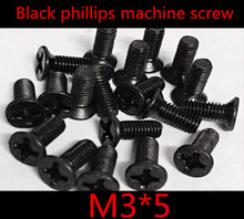 1000pcs/lot DIN7985  M3*5 Steel With Black  Cross Recessed Phillips Flat Head Countersunk Machine Screw 2024 - buy cheap