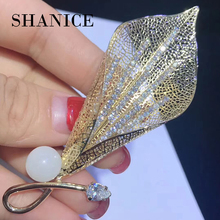 Shanice shinning grande luxo cz folha broches e pinos para as mulheres moda jóias cristais austríacos banquete broche 2024 - compre barato