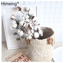 Htmeing-10 cabezas de tallos de algodón, bolas de flores de algodón blanco Natural Real, estilo de granja, pequeñas flores florales para decoración de boda y hogar, 3 uds. 2024 - compra barato