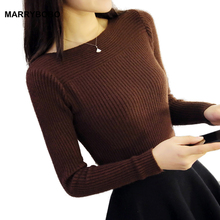 New Autumn Winter Knitted Sweater Casual Solid Slash Neck Slim Basic Jumper 2019 Korean Style Long Sleeve Pullover Tops 2024 - buy cheap