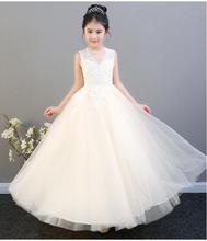 Vestido infantil de primeira comunhão, elegante, de tule, vestido para casamentos, festas, desfile, princesa, estilo longo 2024 - compre barato