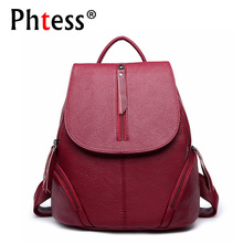 2019 Women Leather Backpacks Female Shoulder Travel Bags Large Capacity Backpack For Girls Sac a Dos Ladies Bagpack Travel Woman 2024 - buy cheap