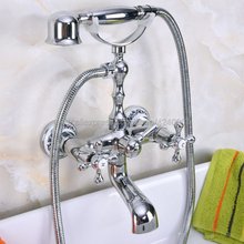 Polished Chrome Wall Mounted Bathroom Shower Faucet Telephone Bath Faucets with Hand Shower Tap Kna183 2024 - buy cheap