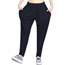 Calça feminina folgada, calça harem de outono preto estilo hip hop plus size 2024 - compre barato