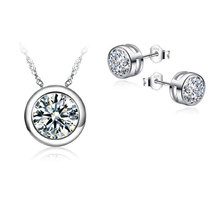Top Quality Jewelry Sets For Women Accessories Wedding Bridal Pendant  CZ Necklace Stud Earrings Set 2024 - buy cheap