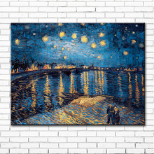 impression Van starry night Rhone river scenery canvas printings oil painting printed on canvas home wall art decoration picture 2024 - buy cheap