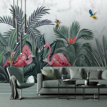 Nordic Tropical Flamingo Wall Murals Wallpaper Animal Wall Paper Rolls for Bedroom 3d Photo Wallpaper Nature Rain Forest Mural 2024 - buy cheap