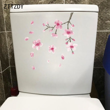 ZTTZDY 21.3*22CM Hand-Painted Pink Peach Blossom Bathroom Toilet Sticker Home Room Wall Decor T2-0672 2024 - buy cheap