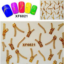1 sheets 3D Nail Art Metallic Gold Zipper Design Water Transfer Nail Stickers Decals DIY Nail Art Foils Decorations SAXF6021 2024 - buy cheap