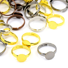 Bases de anillo de almohadilla de latón, sin plomo y sin cadmio, ajustable, anillo: alrededor de 3mm de ancho, diámetro interior de 14mm 2024 - compra barato