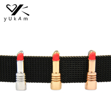 Yukam keeper jóias esmalte vermelho batom slide encantos keeper chaves para malha de aço inoxidável keeper pulseiras colares diy fazer 2024 - compre barato