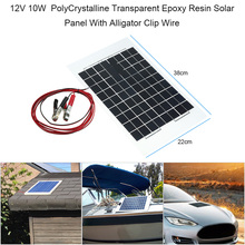 12V 10W PolyCrystalline Transparent Epoxy Resin Solar Panel With Alligator Clip Wire Car Accessories Car Styling 2024 - buy cheap