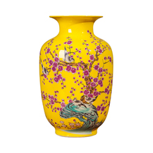 Jingdezhen vaso de cerâmica amarelo decoração novo vaso clássico chinês para sala de estar armário de tv para decoração de casa vaso organização de flores 2024 - compre barato