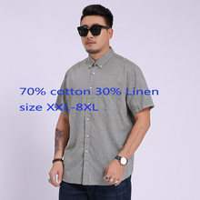 New Arrival Fashion Super Large Short Sleeved Loose Male Casual Shirts Single Breasted 70% Cotton 30% Linen Plus Size 2XL-7XL8XL 2024 - buy cheap