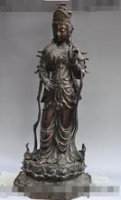 Suporte de bronze de lótus s04014 26 ", estátua de buda bodisatva kuan-yin guanyin 2024 - compre barato