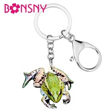 Bonsny Acrylic Jumping Frog Key Chains Keychain Holder Summer Natural Animal Jewelry For Women Girls Bag Car Charms Pendant Gift 2024 - buy cheap