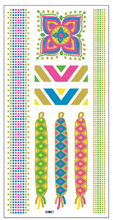 1 лист, геометрический разноцветный тату-браслет 2024 - купить недорого