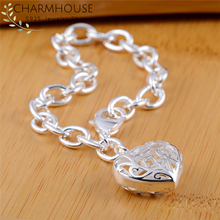 Pure 925 Silver Bracelets for Women Heart Tag Charm Bracelet & Bangles Wristband Pulseira Femme Wedding Bridal Jewelry Bijoux 2024 - buy cheap