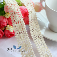 10 Yard/Lot DIY handmade accessories fabric lace 2CM beige cotton lace trim bow hair jewelry material 2024 - buy cheap