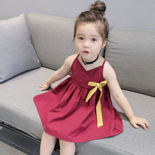 Telotuny Girls Dress Pure Color Bow Sling Summer Dress For Girls Children Princess Dress For Party Wedding Kids Dresses Jul1 2024 - buy cheap