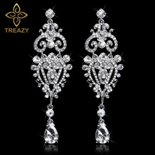 TREAZY Gorgeous Chandelier Crystal Bridal Long Drop Earrings Wedding Jewelry Silver Color Rhinestone Earrings for Women 2024 - buy cheap
