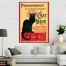 Personalizado chat noir lona cartaz da arte pintura grande tamanho cartaz pano de parede da tela impressão da tela de seda 2024 - compre barato