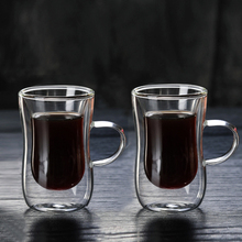2 pces 80ml copo de café de vidro de dupla camada estilo europeu caneca de café com alça copos de café espresso café vidro 2024 - compre barato