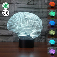 Luz de novidade para cérebro humano, lâmpada 3d de ilusão óptica muda de cor 7, luz de mesa decorativa para casa 2024 - compre barato
