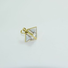 Colgante de cristal de cuarzo transparente Natural, tetraedro, colgante de cristal blanco con bisel de oro, Colgante de Piedra para collar 2024 - compra barato