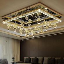 Luminária de teto de cristal moderna para sala de estar, lâmpada romântica e quente de flores, lâmpada retangular criativa de ambiente 2024 - compre barato