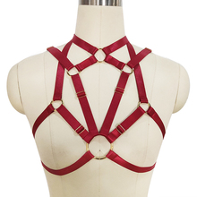 Pastel Goth Red O-Rings Elastic Bondage Body Harness Punk Pole Dance Harness Bra Rave Garter Belt for Women Lingerie Body Cage 2024 - buy cheap