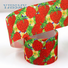 Yjhsmy produto-fita de gorgorão com transferência térmica, 38mm/5 jardas, estampa de morango e frutas, materiais para artesanato diy 2024 - compre barato