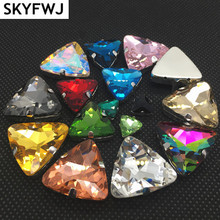 18mm 23mm Rich Colors Crystal Triangle Sew On Rhinestones With Claw Setting Silver Back Fancy Stone With Metal Claw With Holes 2024 - buy cheap