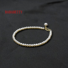 Pulsera de perlas naturales de agua dulce, elegante, minimalista, redondo, 5-6mm, cierre de plata 925 2024 - compra barato