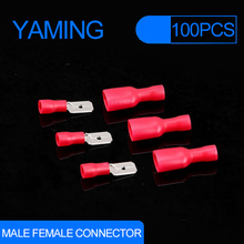 HOT 100 pcs 50 set/lote Red Masculino Feminino Conector FDD 1.25-250 MDD1.25-250 Terminais de Cravar Fiação terno para 0.5-1.5 mm2/AWG 22-16 2024 - compre barato