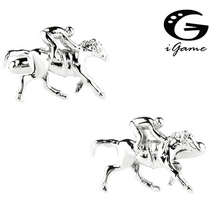 iGame Factory Price Retail Cufflinks For Men Brass Material White Colour Riding Horse Design Cuff Links Free Shipping 2024 - buy cheap