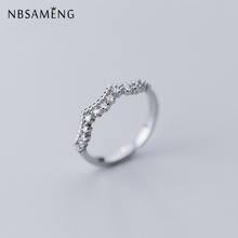 100% 925 Sterling Silver Wave Rings Crystal Elegant Opening Adjustable For Women Wedding Girl Gift Ring Fine Jewelry 2024 - buy cheap