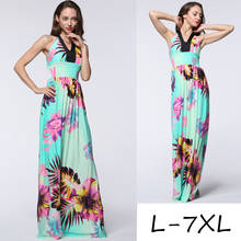 Europe and United States women's new plus-size printed sleeveless dress fashion sexy summer v-neck Bohemian loose long dress 7XL 2024 - buy cheap