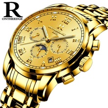 mens watches business stainless steel luxury gold Automatic Mechanical Wristwatches waterproof Moon Phase calendar ontheedge 2024 - buy cheap