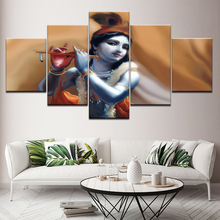 Canvas Painting Indian women Flute 5 Pieces Wall Art Painting Modular Wallpapers Poster Print for living room Home Decor 2024 - buy cheap