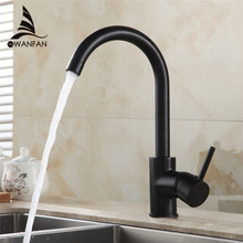 Kitchen Faucets Brass Kitchen Sink Water Faucet 360 Rotate Swivel Faucet Mixer Single Holder Single Hole Black Mixer 7114R 2024 - buy cheap