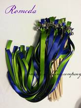 Free Shipping (50pcs/lots)Royal + Green Stain Ribbon Wedding Wands for  Event Party Supplies Wedding 2024 - buy cheap