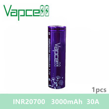 Free shipping 1pcs Vapcell 20700 Battery Rechargeable Battery molicel 20700 3000mah 30A Li-ion battery for electronic smok 2024 - buy cheap