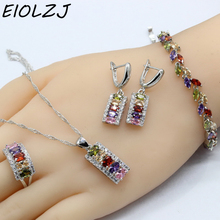 925 Sterling Silver Jewelry Sets For Women Multicolor Fashion CZ Necklace Sets Choker Ring Dangle Earrings Bracelet Free Box 2024 - buy cheap