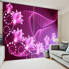 3D Window Curtain Purple fantasy Flower Curtains For Living Room Bedroom Blackout 3D Printing Curtains Girls Room Curtains 2024 - buy cheap